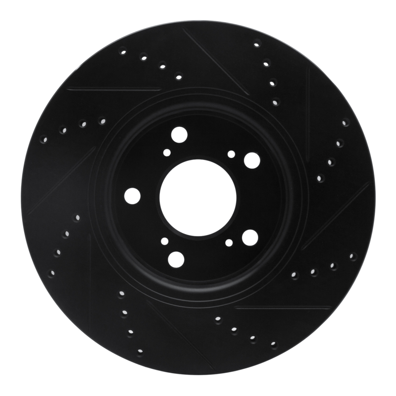 Acura RLX Brake Rotor (1) - Front Left - R1 Concepts - Drilled & Slotted - Black - `14-`20